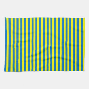 Bright Yellow and Blue Stripes Kitchen Towel
