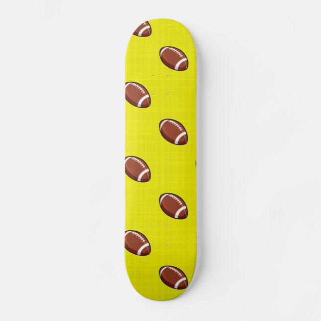 Bright Yellow and Brown Football Pattern Skateboard (Front)