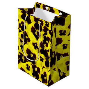 Bright Yellow And Brown Pansies, Medium Gift Bag