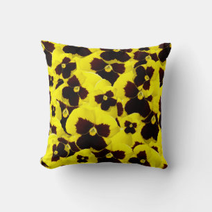 Bright Yellow And Brown Pansies, Throw Pillow