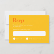 Bright Yellow and Orange Minimalist RSVP Card