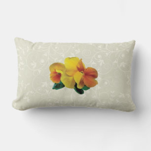 Bright Yellow and Orange Pansies Lumbar Pillow