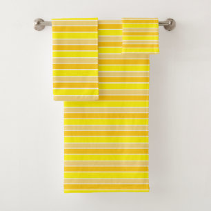 Bright Yellow and Orange Striped Bath Towel Set