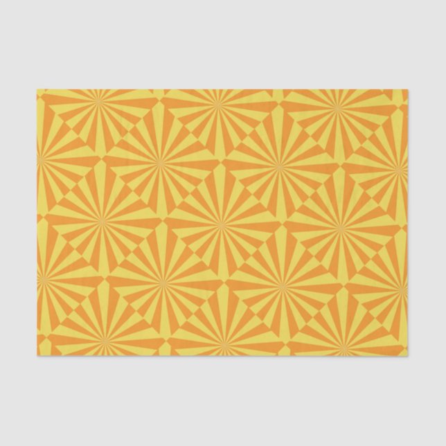 Bright Yellow and Orange Sunburst Pattern Tissue Paper (Front)