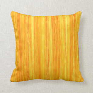Bright Yellow and Orange Vertical Stripes Throw Pillow