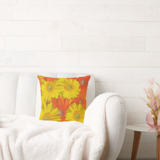 Bright Yellow and White Flowers Pillow