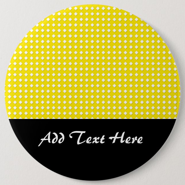 Bright Yellow and White Little Diamonds Pattern 6 Inch Round Button (Front)