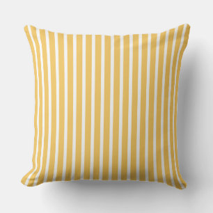 Bright Yellow and White Striped Pattern  Throw Pillow