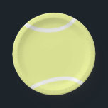 Bright Yellow and White Tennis Ball Paper Plate<br><div class="desc">These paper plates are perfect for tennis-themed parties and special events. They are styled to look like bright yellow tennis balls. Want to add a name or message to these paper plates? Choose "customize" to easily add your own text to these party supplies.</div>