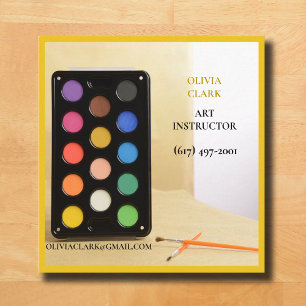 Bright Yellow  Artist/Tutor/ Educator Art teacher  Square Business Card