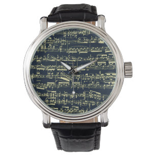 Bright yellow Beethoven sheet music on blue Watch