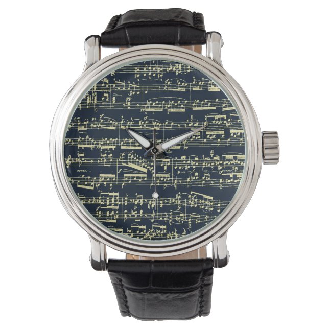 Bright yellow Beethoven sheet music on blue Watch (Front)