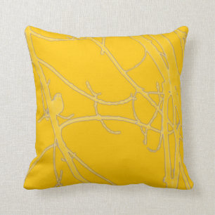 Bright yellow bird in branches throw pillow