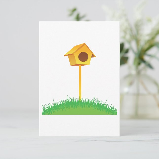 Bright Yellow Birdhouse on Grass Invitation (Creator Uploaded)