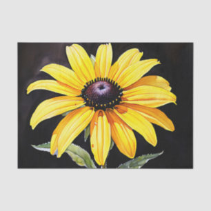 Bright Yellow Black Eyed Susan Watercolor Tissue Paper