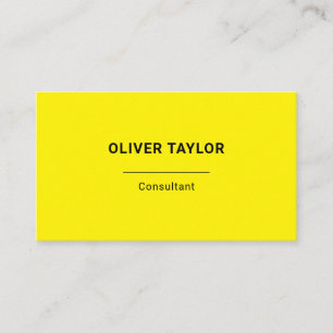 Bright Yellow Black Minimalist Custom Name Text Business Card