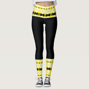 Bright Yellow & Black Tribal Leggings
