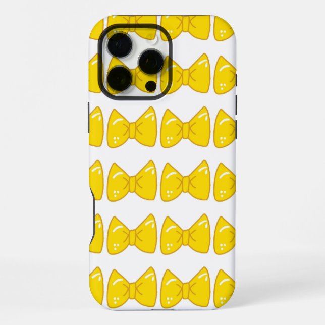 Bright Yellow Bow Phone Case- cute Girly Ribbon iPhone Case (Back)