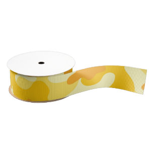 Bright Yellow Camo Cheerful Gift Wrap Ribbon Grosgrain Ribbon