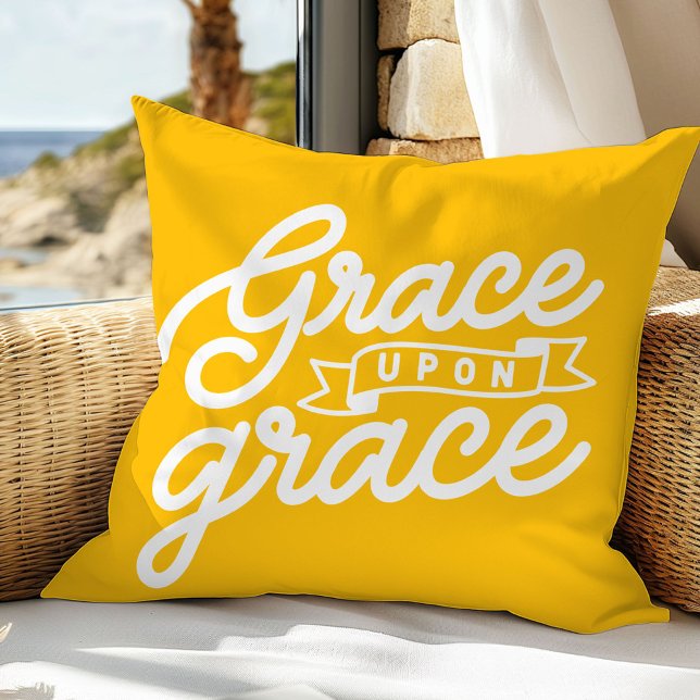 Bright Yellow Christian Quote  Throw Pillow (Creator Uploaded)