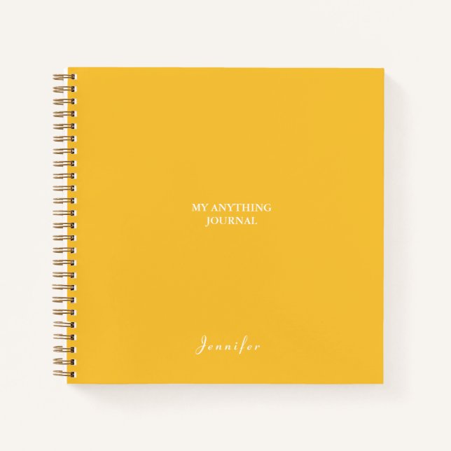 Bright Yellow Custom Minimalistic Spiral Notebook (Front)