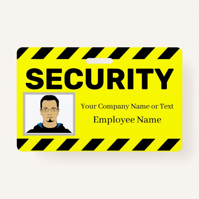 Bright Yellow Custom Photo Security Guard ID Badge (Front)