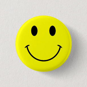 Bright Yellow Cute Face 1 Inch Round Button