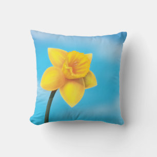 Bright Yellow Daffodil Throw Pillow
