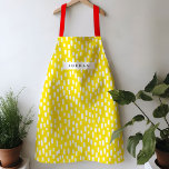 Bright Yellow Dashing Apron<br><div class="desc">Bright and cheerful,  this vibrant coloured apron features hand-drawn dashes for a playful pattern year round. Personalize with your own name or give as a practical and thoughtful gift!</div>