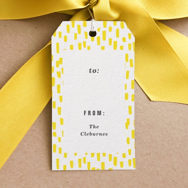 Bright Yellow Dashing Gift Tags (Dashing bright yellow hand-drawn gift tag.)
