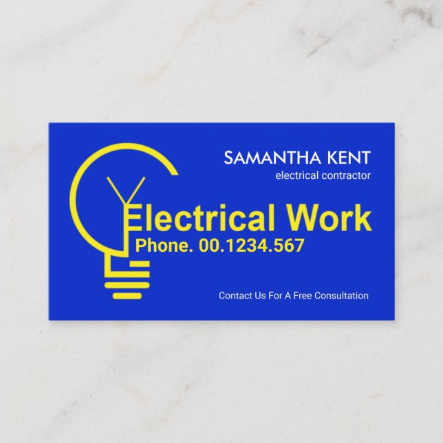 Bright Yellow Electrical Bulb Filament Business Card (Front)