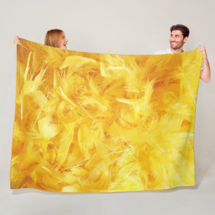 Bright Yellow Feathers Fleece Blanket