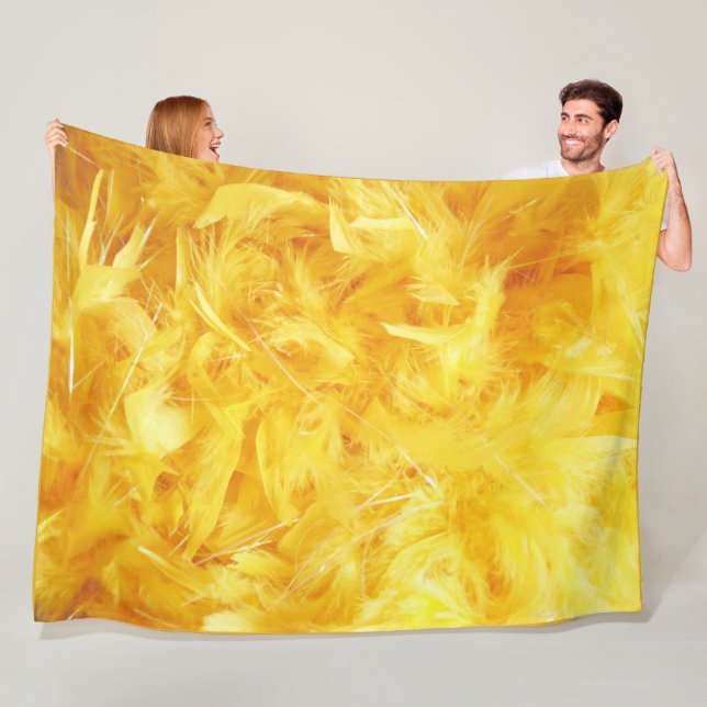 Bright Yellow Feathers Fleece Blanket (In Situ)
