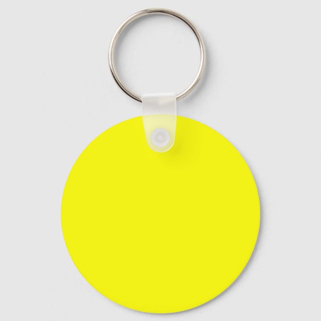 Bright Yellow FFFF00 Colour - Add Your Name Option Keychain (Front)
