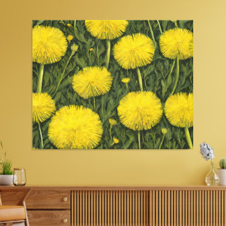 bright yellow field of dandelions art print