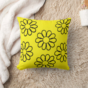 Bright Yellow Floral Nursery Art Throw Pillow