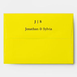 Bright Yellow Floral Rose Monograms Boho Wedding Envelope