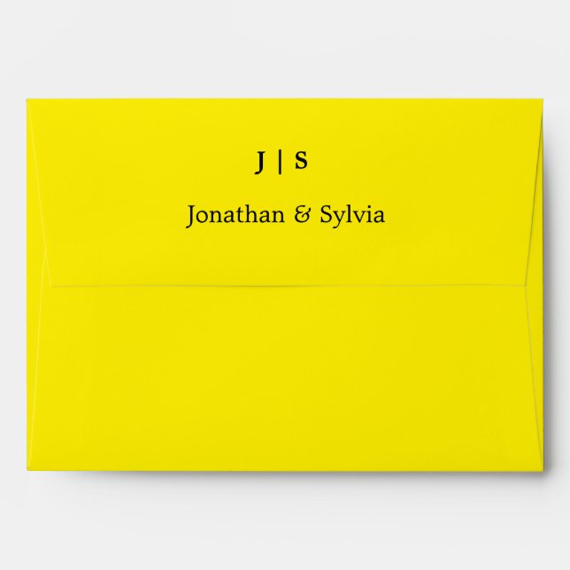 Bright Yellow Floral Rose Monograms Boho Wedding Envelope (Back (Top Flap))