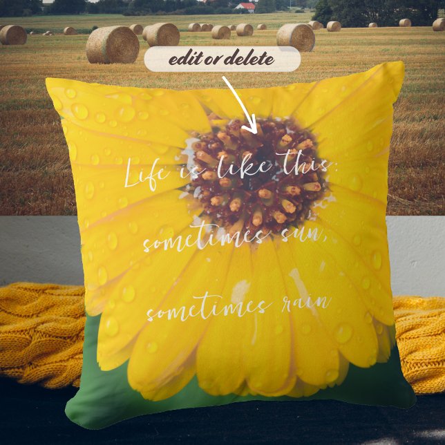 Bright yellow flower after rain throw pillow (Creator Uploaded)