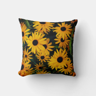 bright yellow flower garden nature photography throw pillow
