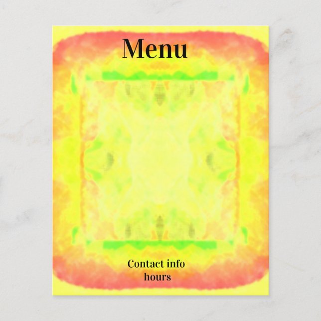 Bright yellow framed menu art paper (Front)