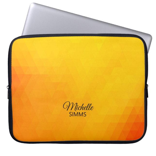 Bright Yellow Geometric Pattern and Customization Laptop Sleeve (Front)