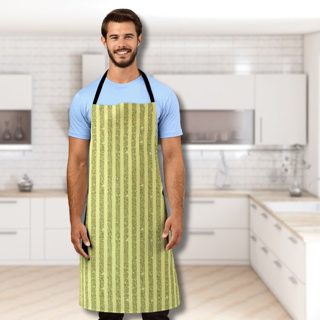 Bright Yellow Glitter Style Vertical Stripes Apron (Creator Uploaded)