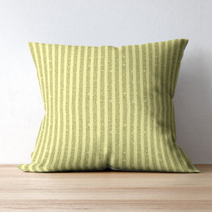 Bright Yellow Glitter Style Vertical Stripes Throw Pillow