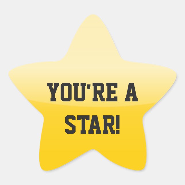 Bright Yellow Gold Star Custom Text Stickers (Front)