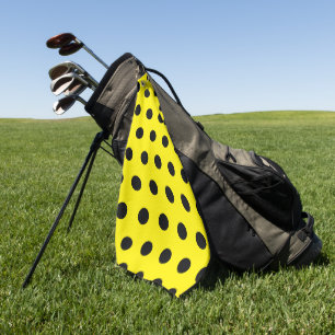 Bright Yellow Golf Towel with Black Dot Pattern
