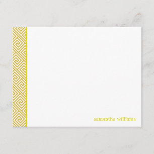 Bright Yellow Greek Key Pattern Thank You Notes Invitation
