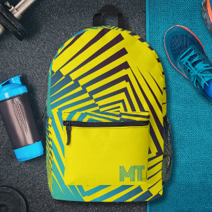 Bright Yellow Green Abstract Jungle Style Pattern Printed Backpack