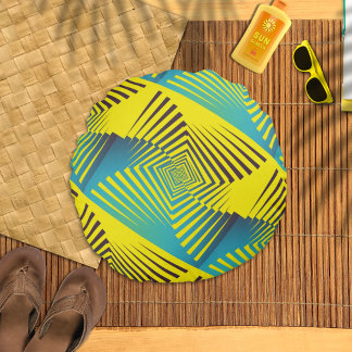 Bright Yellow Green Abstract Jungle Style Pattern Round Pillow