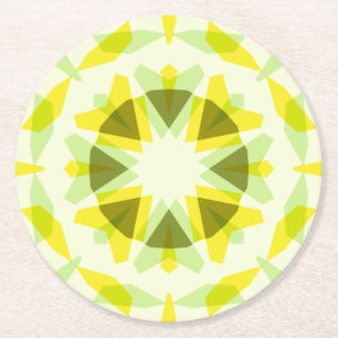 Bright Yellow Green Star Dopamine Decor Kitsch Art Round Paper Coaster